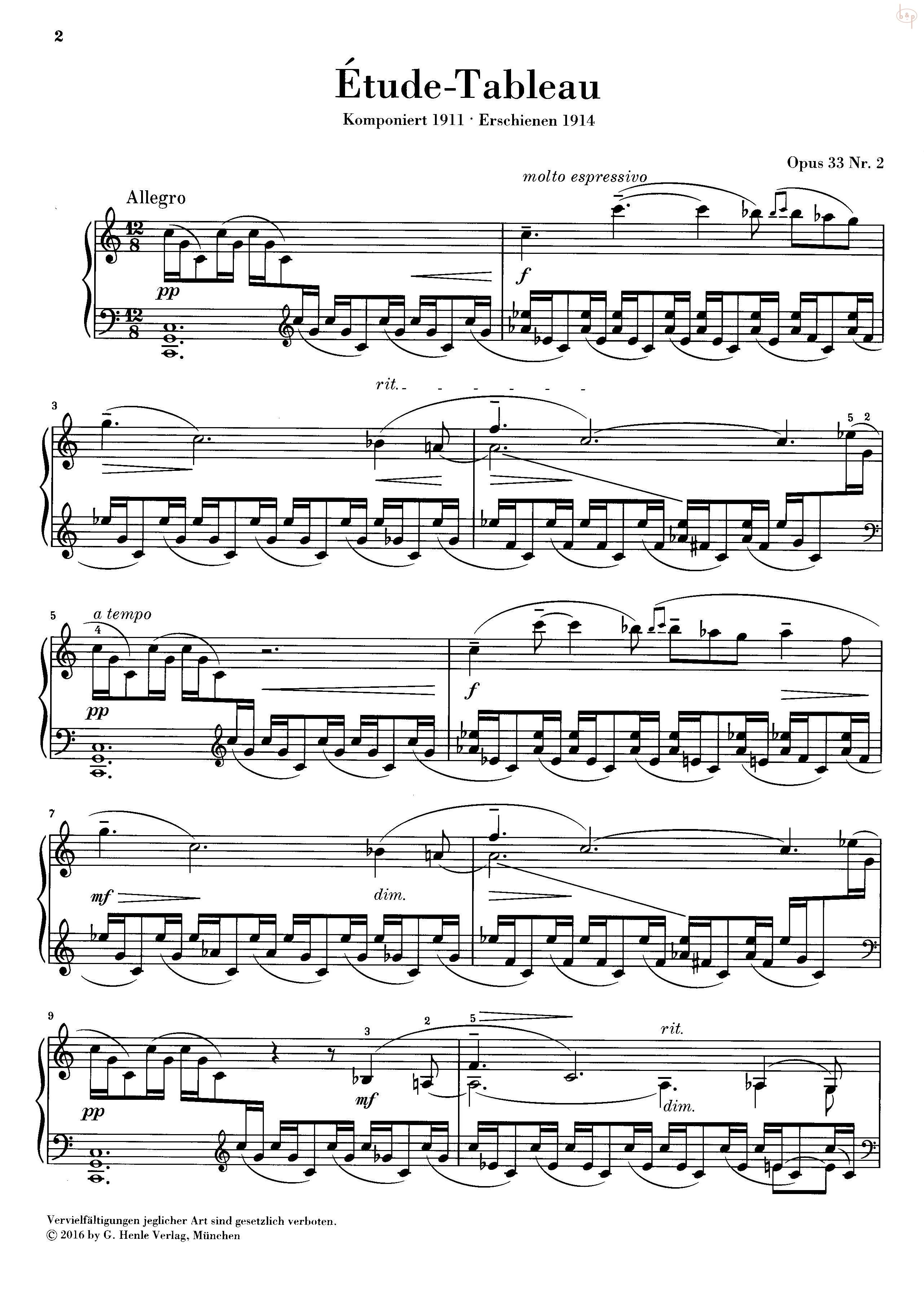 Henle Rachmaninoff Etude Tableau – Best Sheet Music Editions